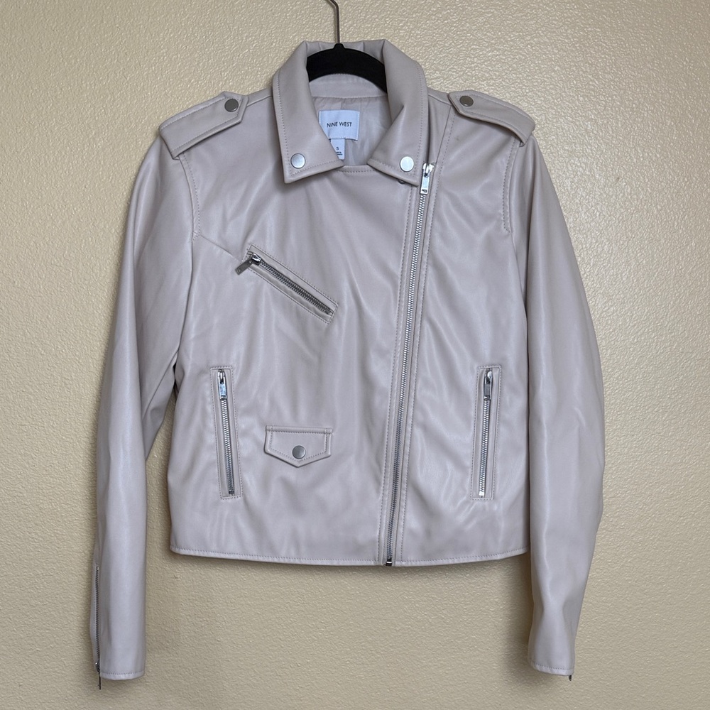 Nine West Light Blush Faux Leather Moto Jacket